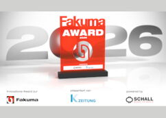 The ‘Fakuma AWARD 2026’ on a black plinth, with the logos of the Fakuma trade fair, the K-Zeitung and the organiser, P. E. Schall, below it