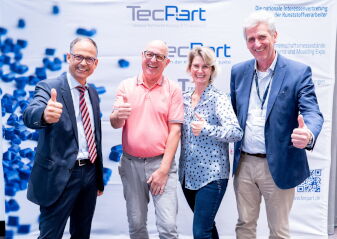 v.l.n.r Michael Weigelt (TecPart), Thomas Leng (KIB), Aline Henke (TecPart), Felix Loose (TecPart)